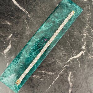 Suzanne Somers Trilliant CZ Gold Vermeil Sterling Silver Bracelet 7.25